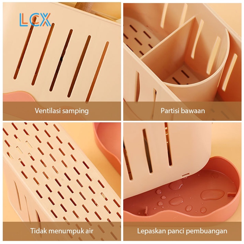 LCX Premium Cutlery Holder Tempat Sendok Garpu Drainer Rak Sendok Garpu Meja Motif Berdiri VS-67