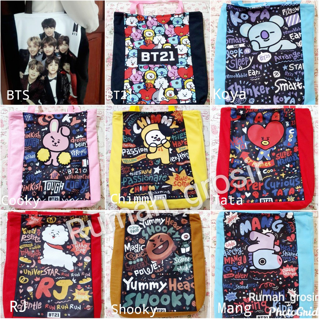  Tas  Totebag Tote Bag BT21  BTS Shopee  Indonesia