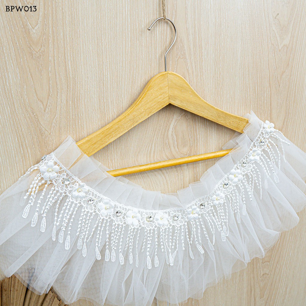 [SIAP KIRIM]  BOLERO LACE AKSESORIS GAUN WEDDING SABRINA RENDA PUTIH MODERN BPW013