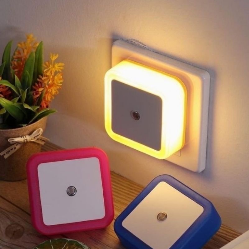 Lampu Tidur Led Persegi Sensor Otomatis Nihgt Lamp Mini Dekorasi Kamar Tidur