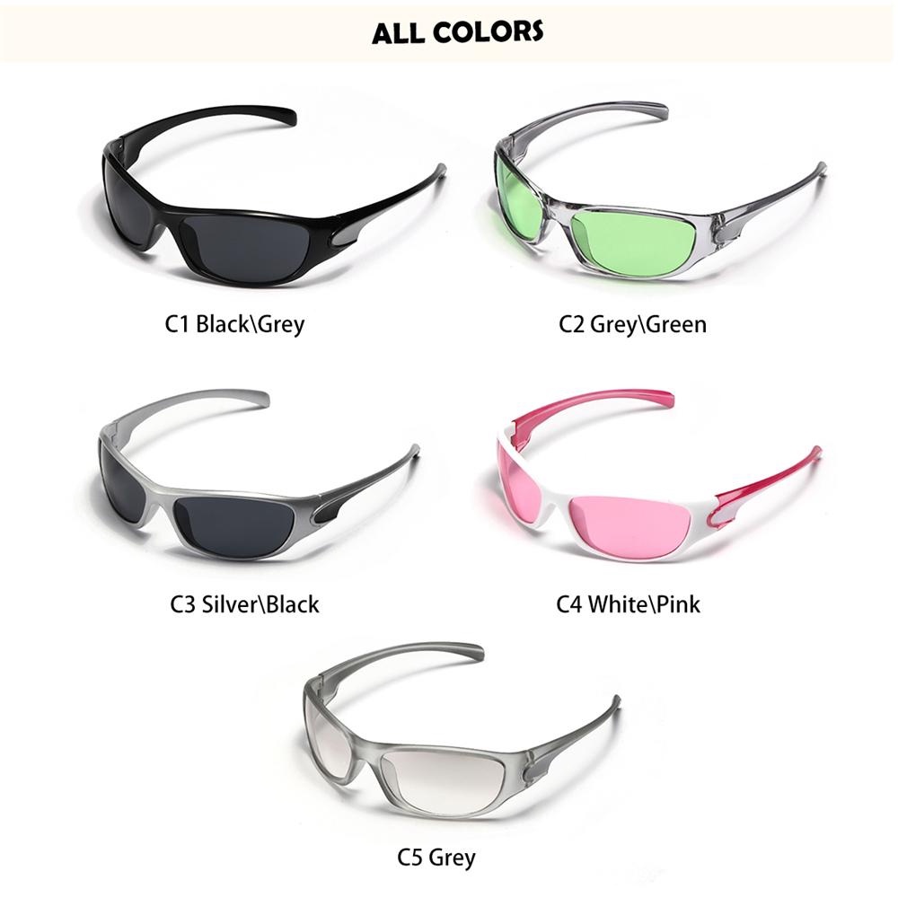 Y2K Sunglasses for Men Women Punk Trendy Oval Shades UV400 Goggles Cycling Driving Fishing Eyewear