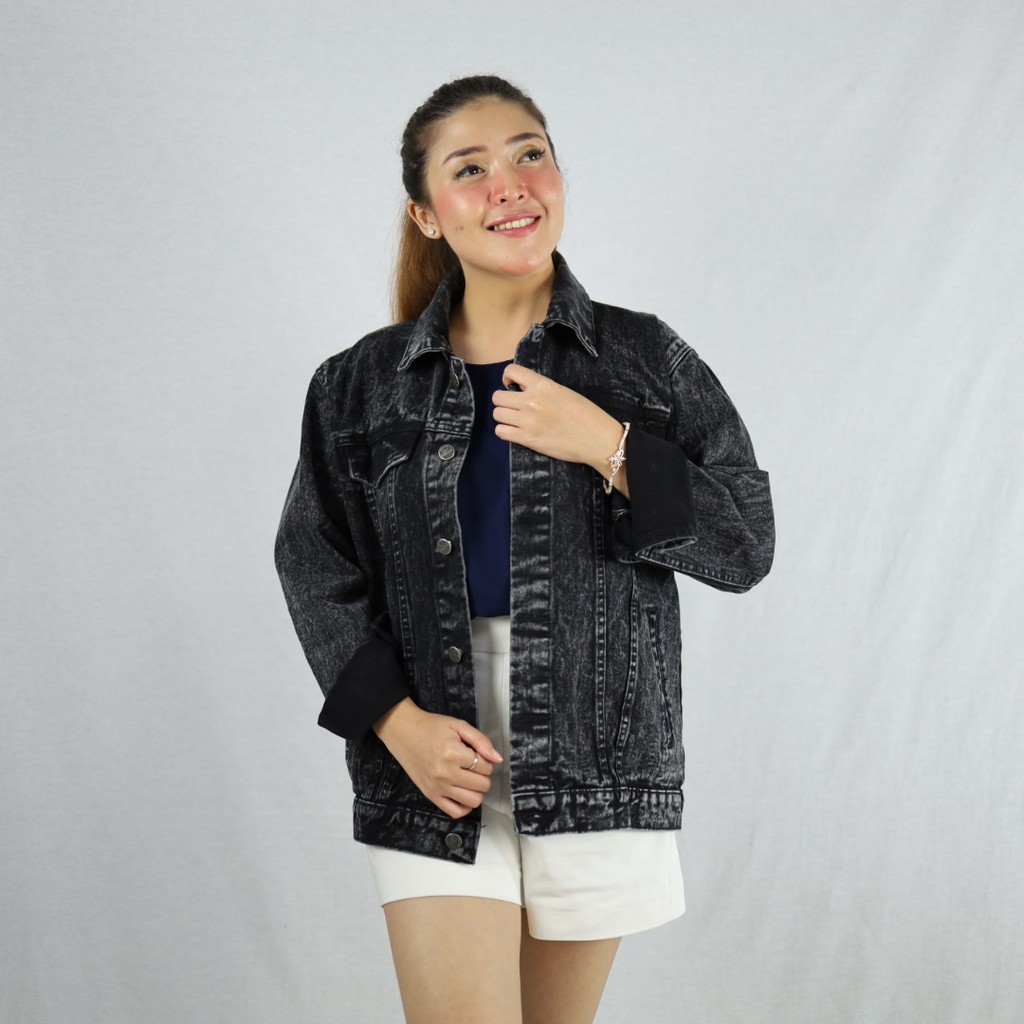 Jaket Denim Wanita Sandwash / Jaket Jeans Oversize Wanita / Jaket Jeans Xpression BEST SELLER