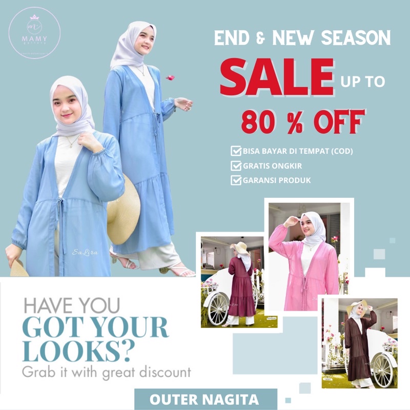 Long Tunik Atasan Outer Pakaian Muslim Wanita Remaja Muslimah Warna Biru Muda Powder Blue Wardah Bah