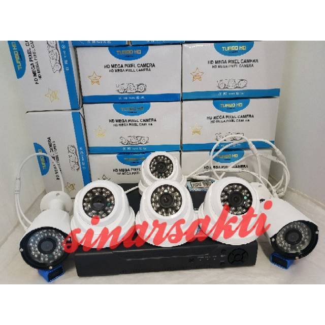 PAKET CCTV 8 CHANNEL 5MP 1080P 6 CAMERA HARDISK 500GB KOMPLIT PROMO BAGUS GARANSI