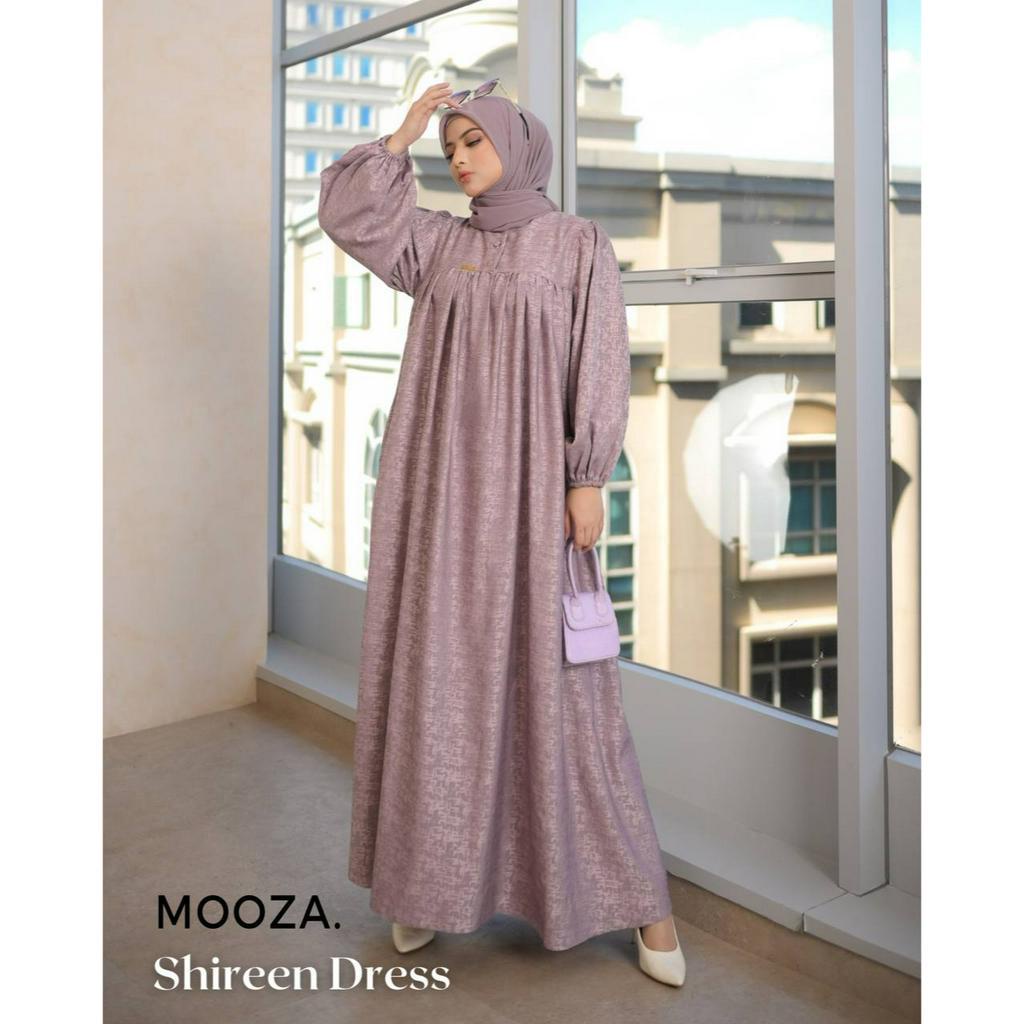 Shireen Dress - Dress Korean Style - Dress Kondangan - Jaguar Katun Import Gamis Lebaran Badan Rempel Kancing Depan Lengan Karet