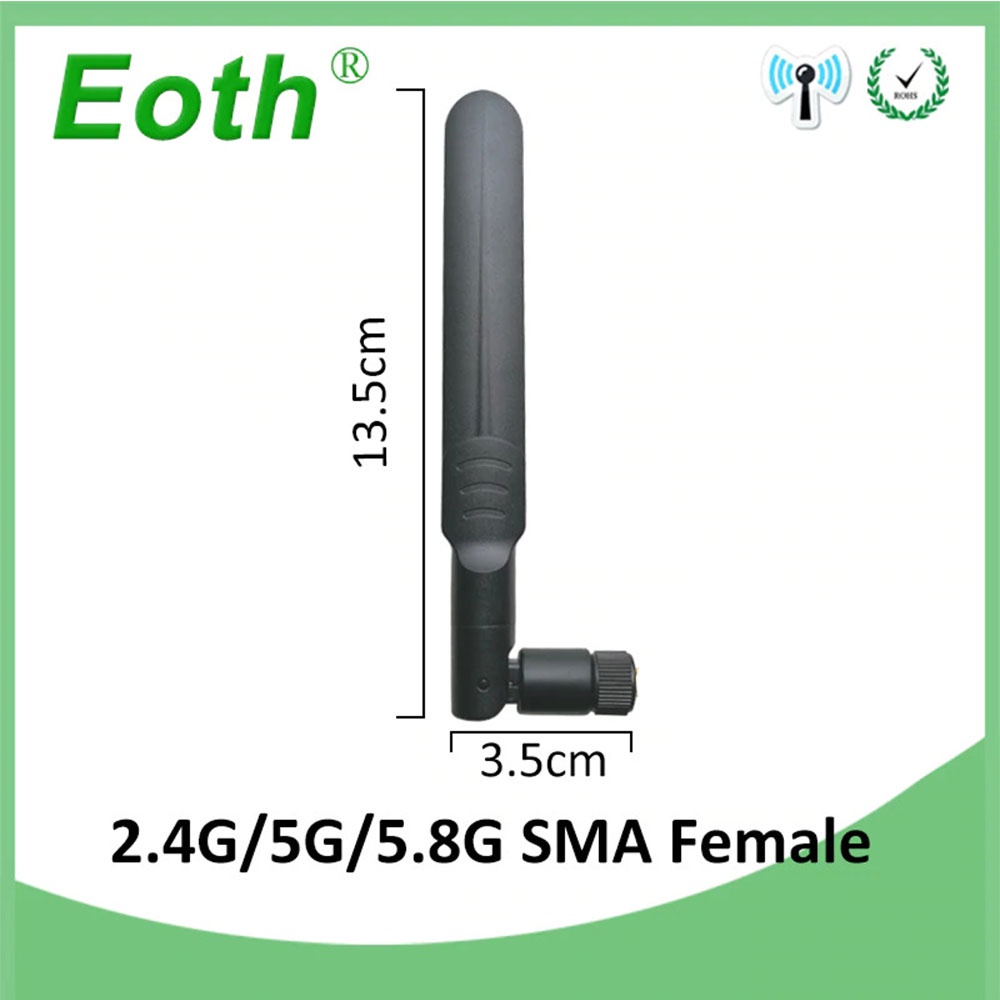 EOTH Antena Router WiFi Amplifier Dual Band Wireless Network 2.4GHz 5GHz 8dbi RP-SMA - Black