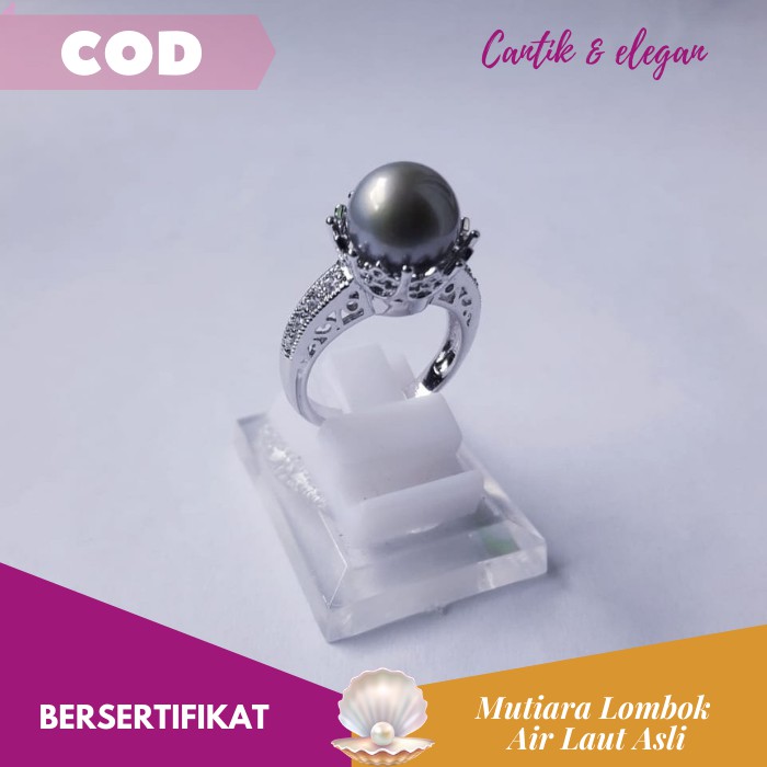 CINCIN MUTIARA LOMBOK ASLI AIR LAUT BERSERTIFIKAT GRADE A / PERHIASAN MUTIARA ASLI LOMBOK - CML040