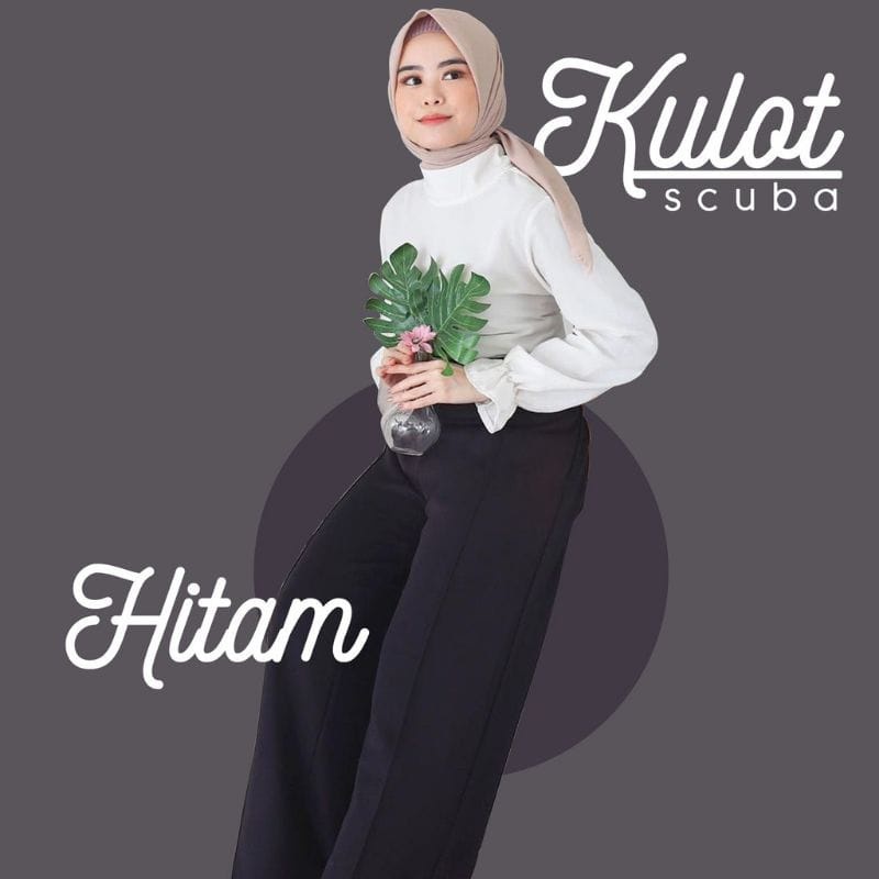 CELANA WANITA KULOT SCUBA CUBIT PREMIUM WARNA HITAM