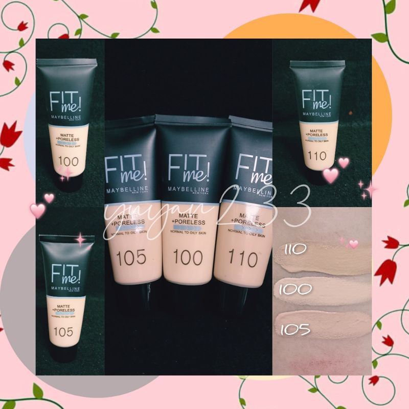 DISKON!!!FOUNDATION MAYBELLINE FIT ME MATTE+PORELESS 100,105,110