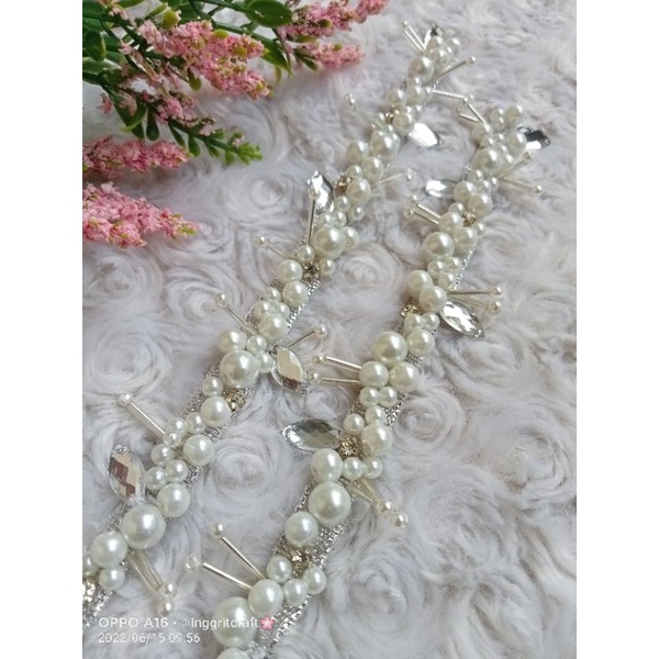 Payet Rangkai/ Mutiara Rangkai Manik Bambu sampan/ Hiasan Kebaya Panjang 20cm