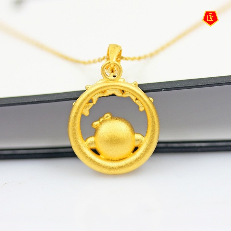 [Ready Stock]Zodiac Monkey Cute Star and Moon Pendant Gold Necklace