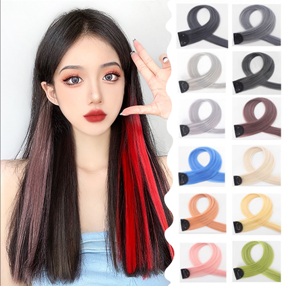 Wig / Rambut Palsu Wanita Model Korea Panjang Lurus + Klip 50cm Warna Gradasi