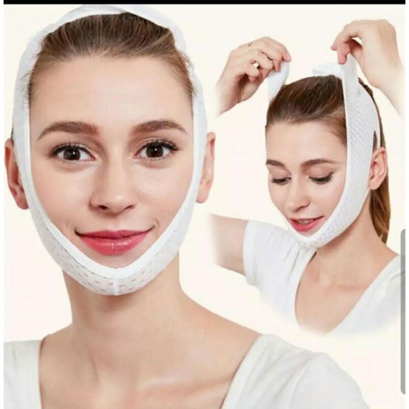 3D V SHAPE OVAL FACE LIFT SLIM BELT SABUK PENIRUS PIPI WAJAH PENGHILANG DOUBLE CHIN - PUTIH