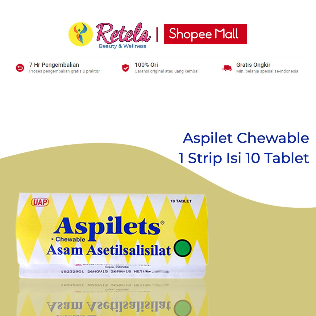 Aspilet Chewable 1 Strip Isi 10 Tablet Obat Pereda Nyeri