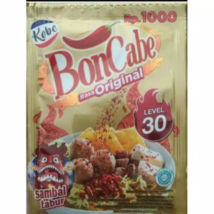 Kobe Bon Cabe Level 15 sachet Sambal Tabur Pedasnya Extreeem level 30 - level 15, 12 pcs