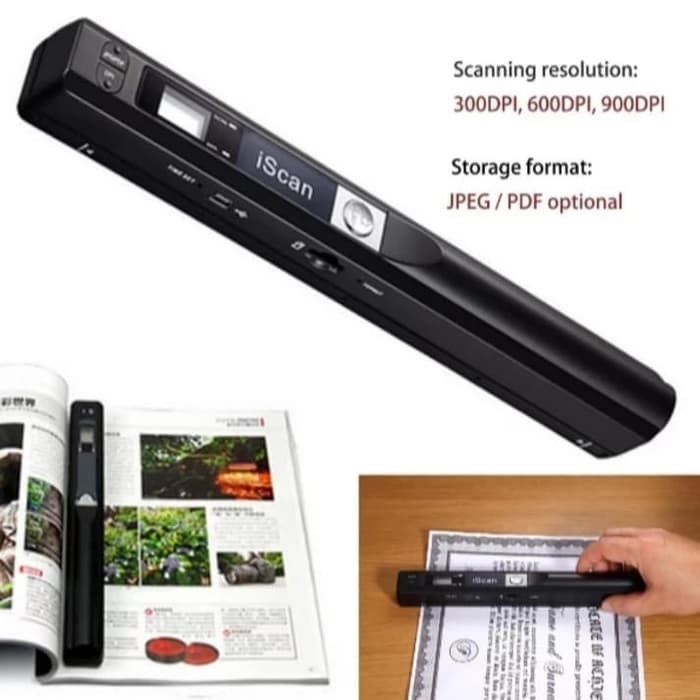 Scanner Portable Document Scanner 900DPI Iscan Handheld Scan Micro SD Slot