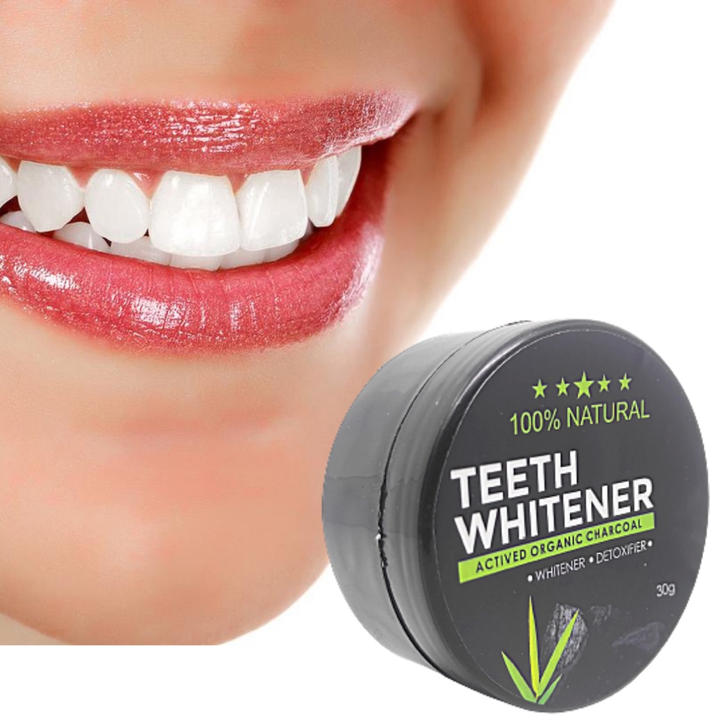 TEETH WHITENER Pemutih Gigi Original Whitening Charcoal Powder Activated 100% Natural