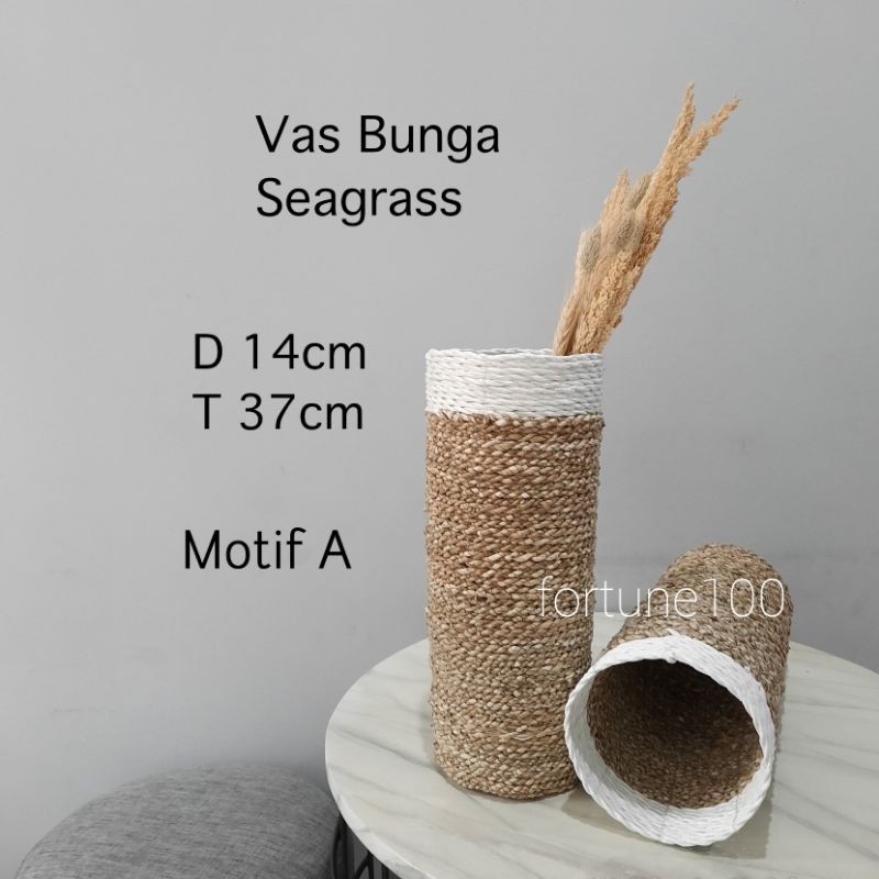 Vas Bunga Anyaman Seagrass / Pot Tanaman Hias / Dekorasi Meja K01