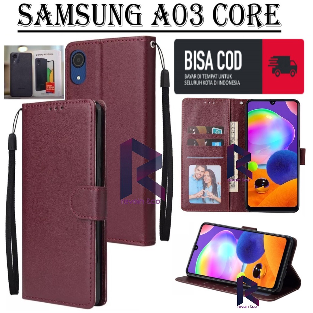 NEW SAMSUNG GALAXY A03 CORE CASE FLIP WALLET LEATHER KULIT PREMIUM SARUNG BUKA TUTUP FLIP CASE SAMSUNG A03 CORE