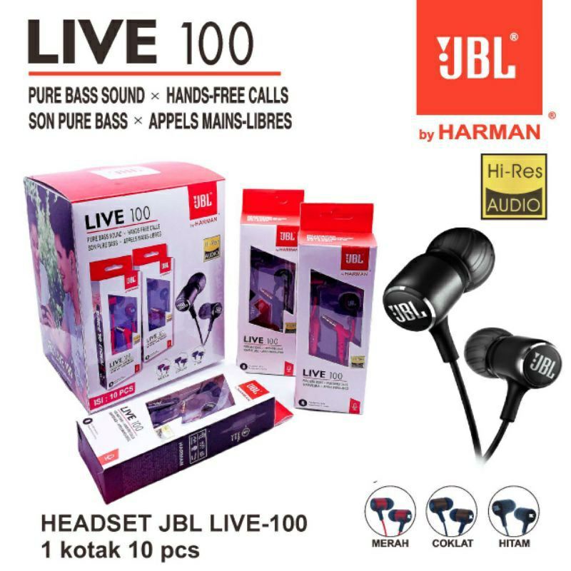 HF HEADSET/EARPHONE PHILIPS P-08 &amp; JBL LIVE-100 SUPERBASS + PACKING IMPORT