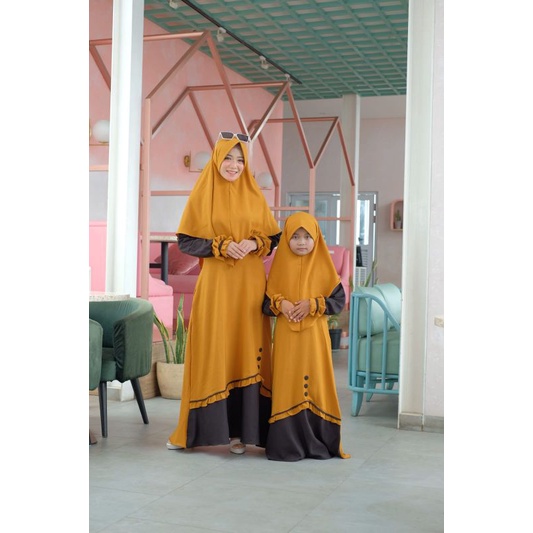 Alika Set Couple Mom n Kids / Gamis Couple Ibu & Anak / Set Hijab Couple / Original Shanglow / Coupl