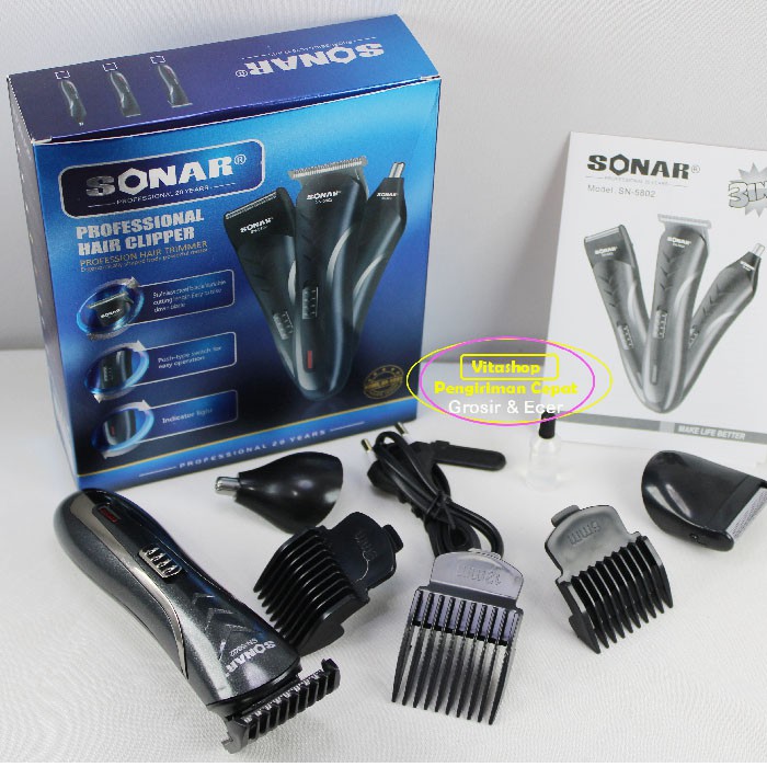 Sonar SN-5802 Alat Cukur Rambut / Clipper Trimmer Grooming Alat Potong Rambut 3 IN 1