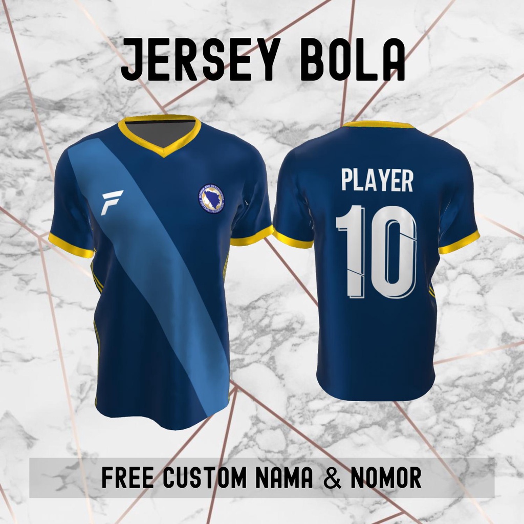Jersey Bosnia Herzegovina Timnas Negara Bola Baju Kaos Custom Nama dan Nomor Punggung - 254