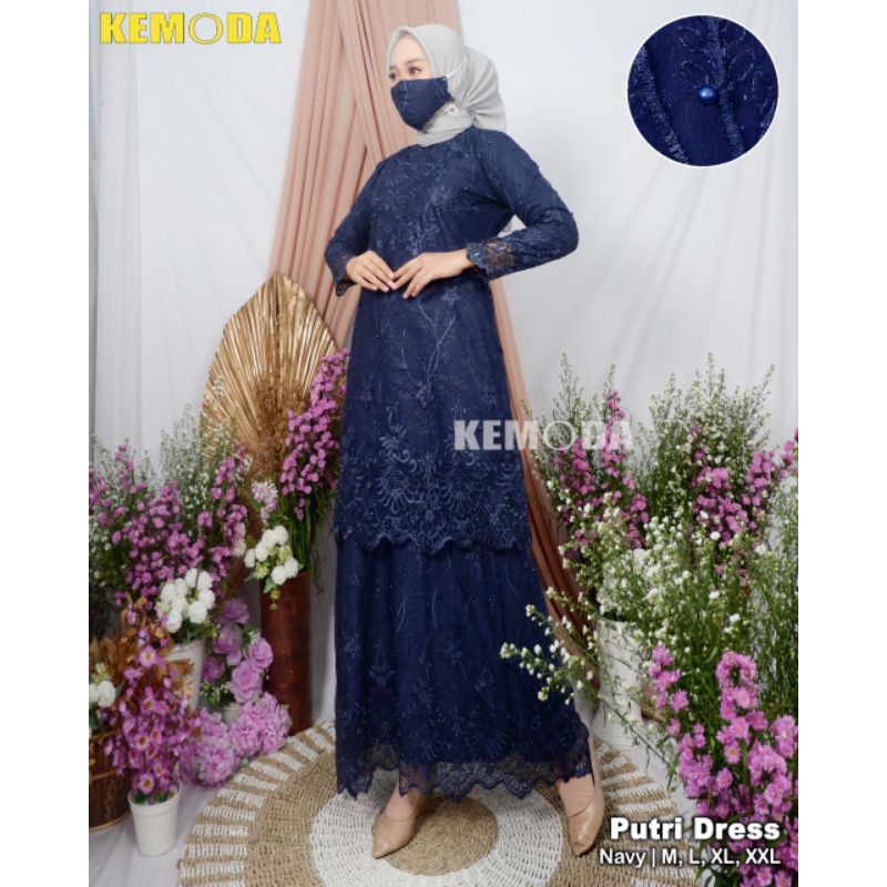 Gamis Brukat  Tulle Zahra_Gamis Pesta Moderen