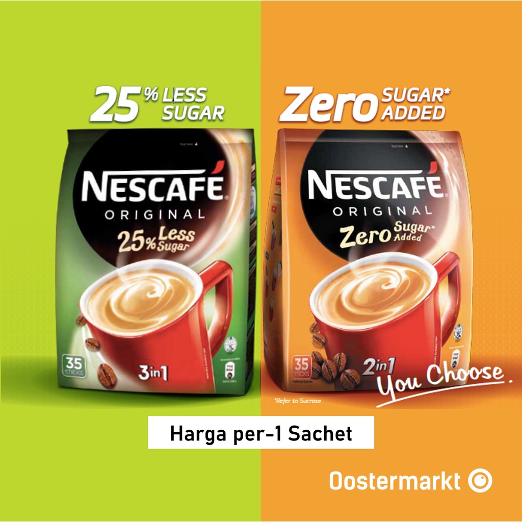 Kopi Nescafe Less Sugar / Nescafe Zero Sugar Singapura Sachet (Eceran)