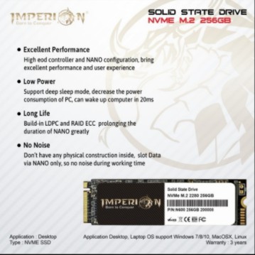 Ssd m2 imperion 128gb nvme 2280 3d nand flash Pcie 3.0 - Solid state drive m.2 m-key nvme