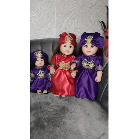 baju boneka reborn, lukthep Kaftan ungu, merah