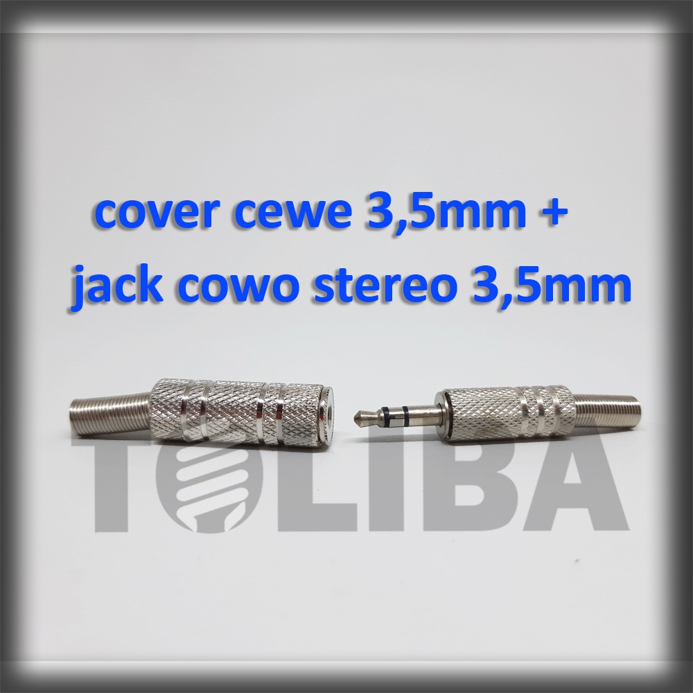 jack stereo 3,5mm besi + cover cewe lubang jack headset headphone hp /konektor jack cowo cewe stereo