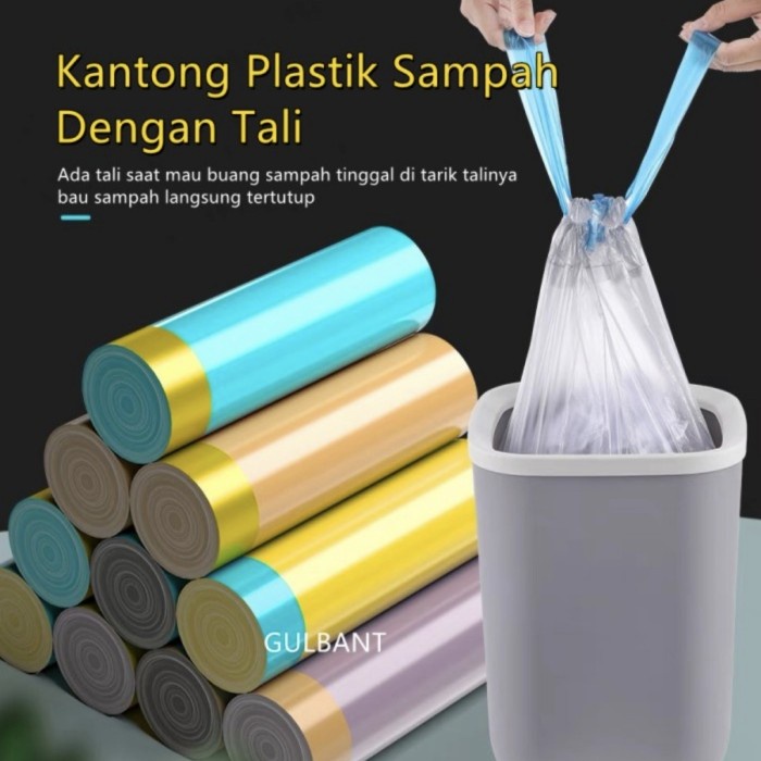 BISA COD-1 Roll isi 15 Lbr PLASTIK / Kantong SAMPAH ROLL + TALI 45x50 CM Murah