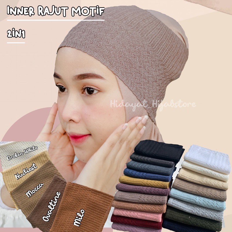 Inner Rajut Motif 2in1 Bolak Balik/Ciput Rajut Premium