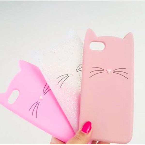 silicone case kitty kucing cat face iphone 6 6s Iphone 7 Oppo F3 Plus