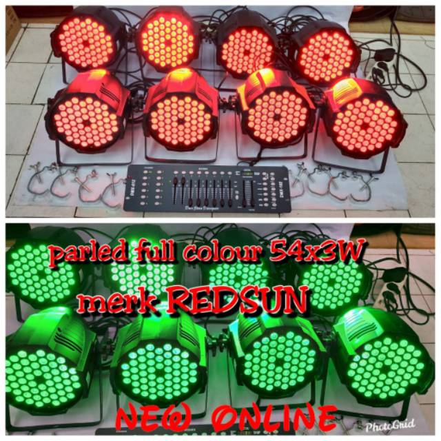 Paket 8bh parled redsun full colour 54*3w + mixer lighting DMX 512