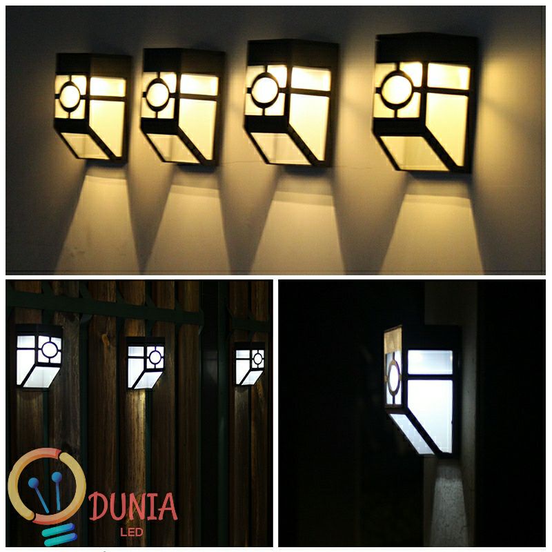 Lampu Solar Dinding Waterproof 2 LED / Lampu Solar Taman Tenaga Surya 2 LED