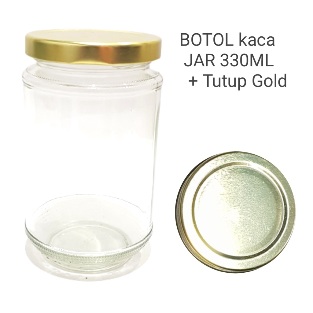 330ml   BOTOL KACA   SILINDER  330ML BARU + TUTUP   Botol Kaca Silinder  / botol jar / toples kaaca 330ml BOTOL BARU / 330ml Botol Toples Beling Jar