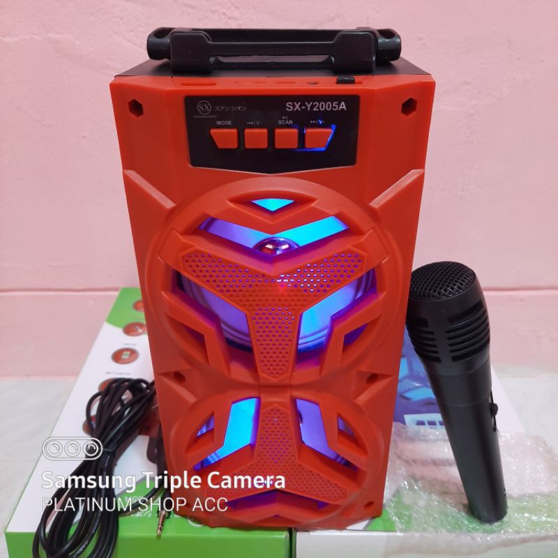 SPEAKER BLUETOOTH BONUS MIC KARAOKE 2005B SUPER BASS/SALON AKTIF PORTABLE RADIO USB SPEAKER WIRELESS