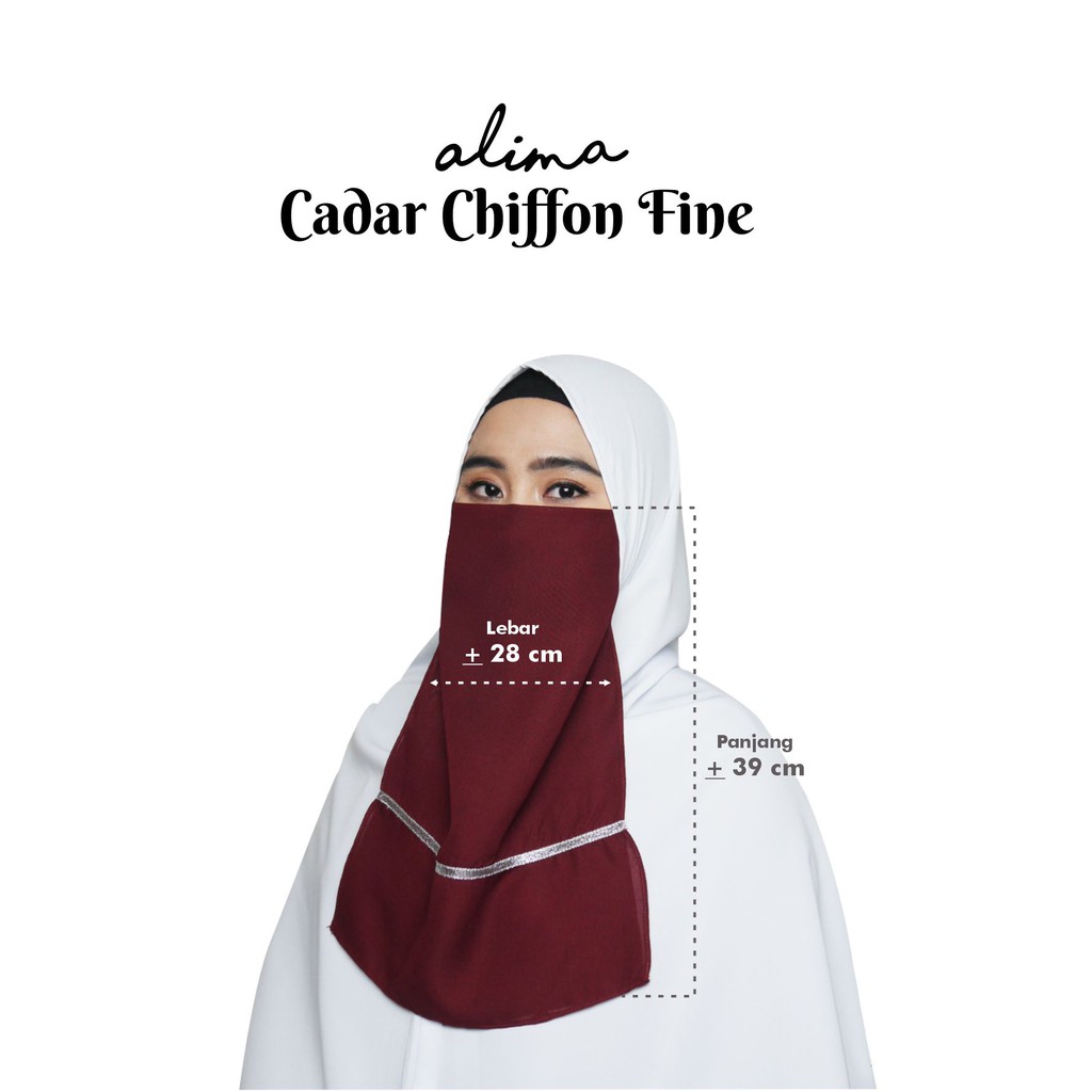 Cadar Niqab Tali Sifon Fine 2 Layer List Silver by Alima