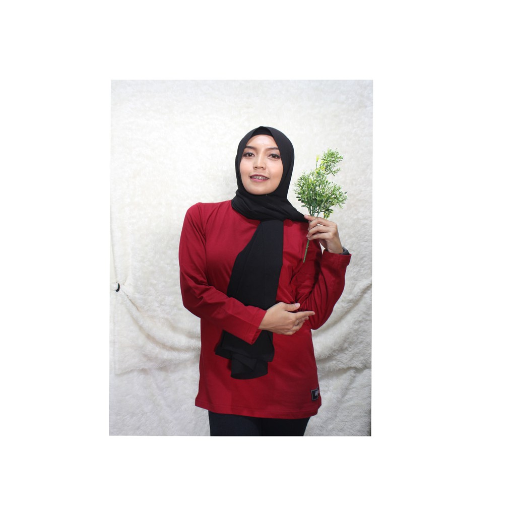 Kaos Polos Cewe Panjang Merah Hati