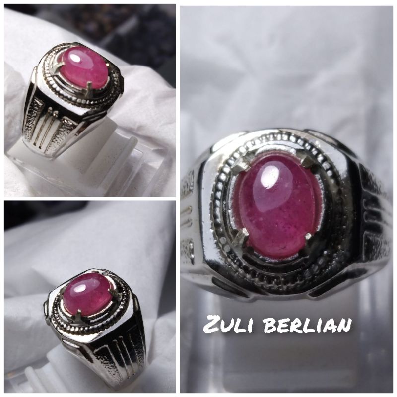 Cincin natural batu permata Ruby Mozambique