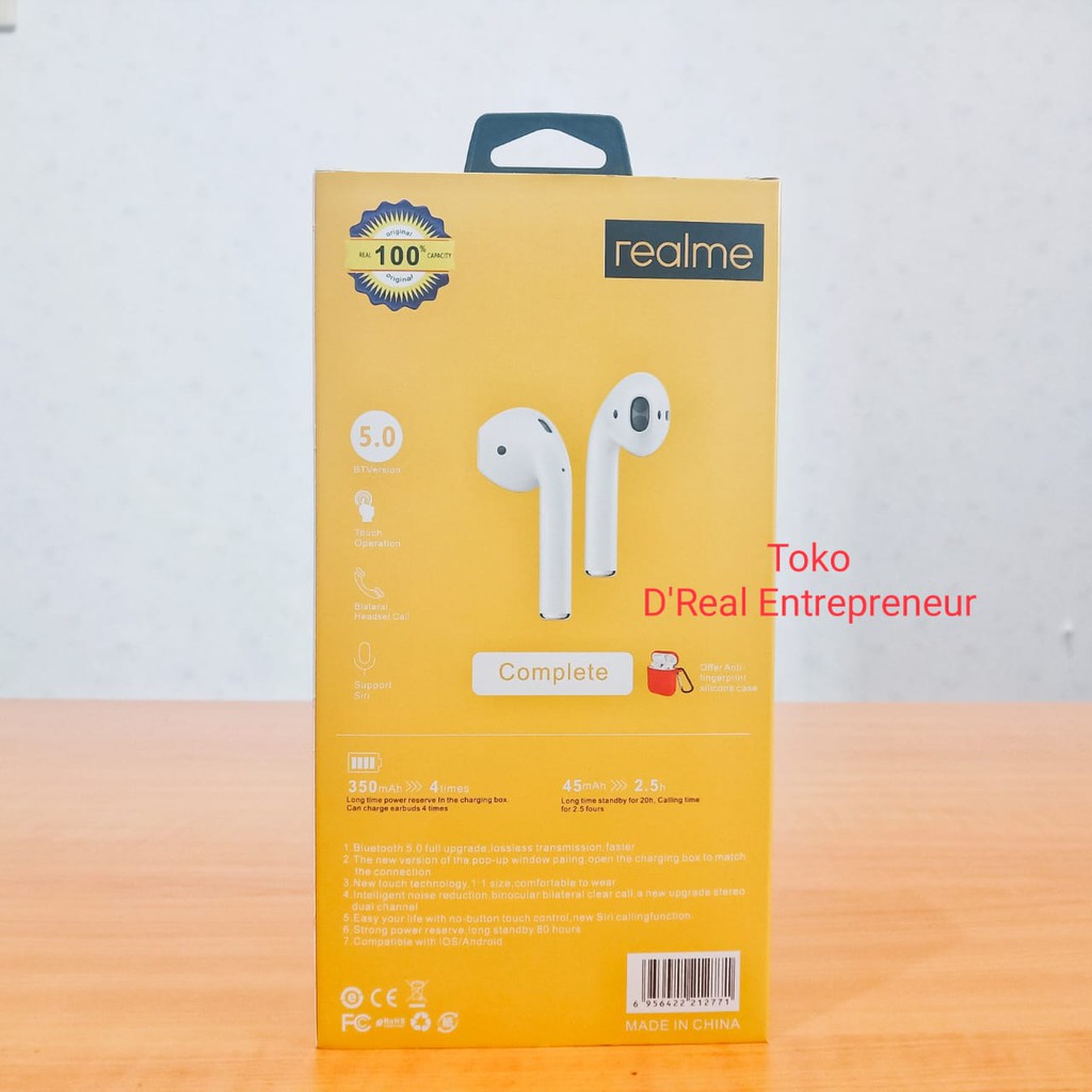 AIRBUDS REALME EARPHONE WIRELESS HEADSET BLUETOOTH REALME CAN RENAME AND GPS PREMIUM QUALITY