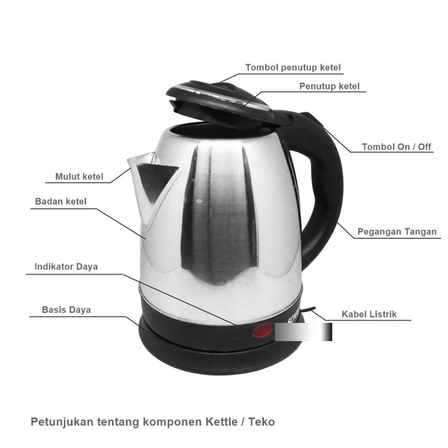 TEKO KETTLE LISTRIK ELEKTRIK 1.5 L-TEKO STAINLESS PEMANAS AIR