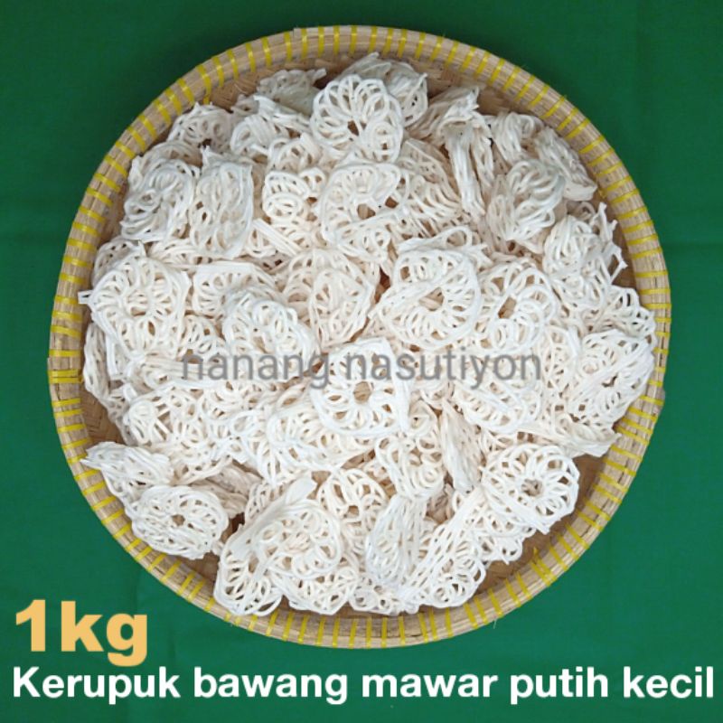 

Kerupuk krupuk bawang mawar putih polos kecil mentah netto 1kg