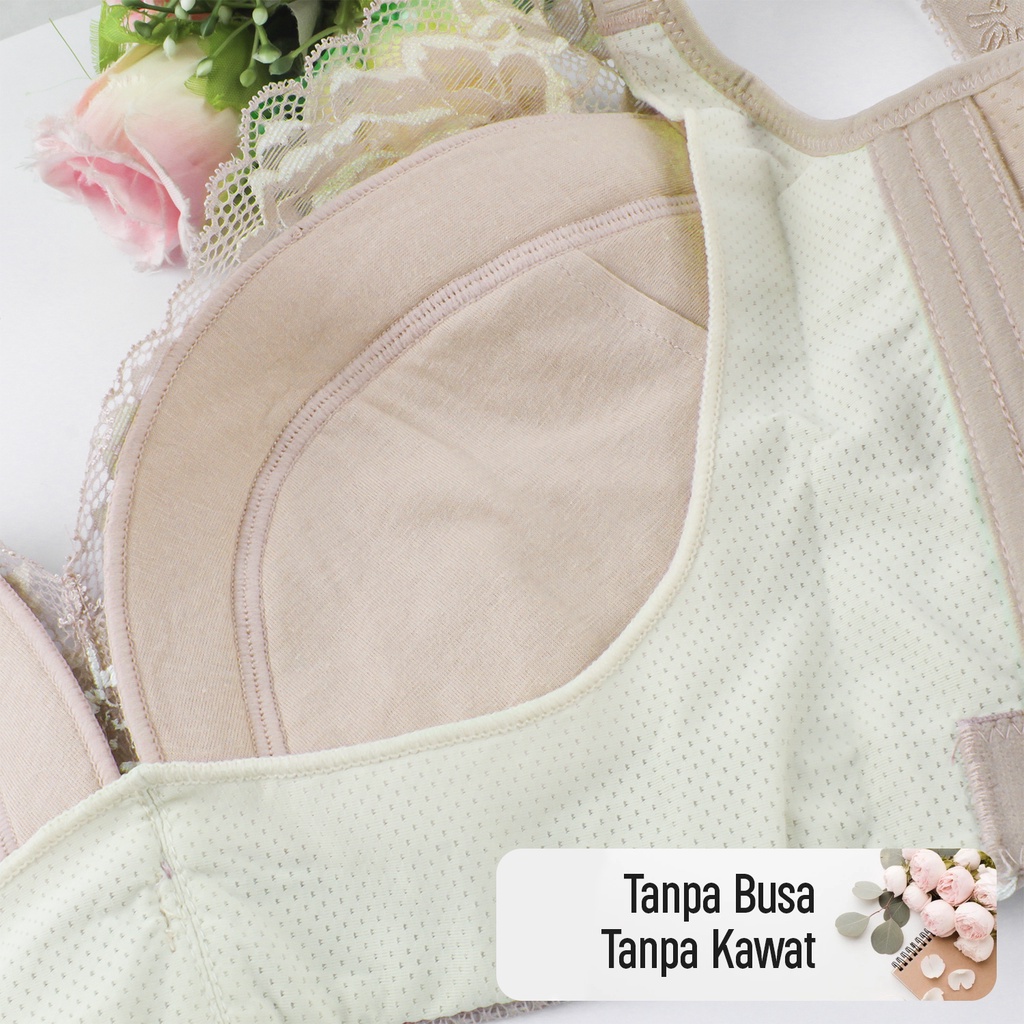 Bra Bh Sexy Tanpa Kawat Tanpa Busa Bahan Katun Motif Renda Brokat Bunga Cantik Elegan -188