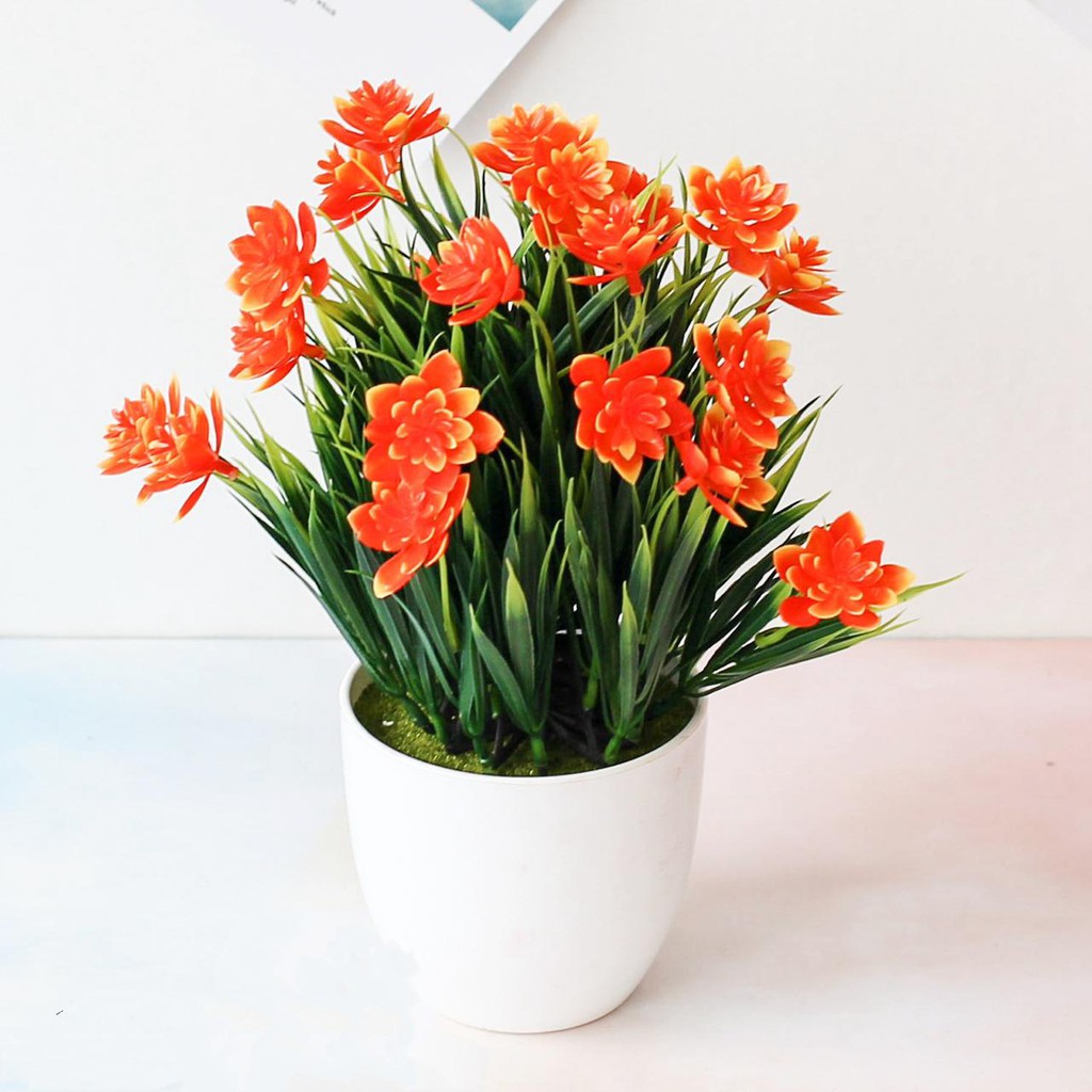 NM614 Bunga plastik / pajangan bunga Artificial / motif Rose  Vas Bulat-4