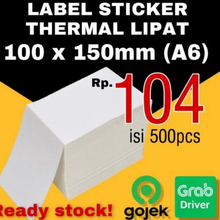 

Best Seller.. kertas stiker label thermal lipat 100x150 barcode A6