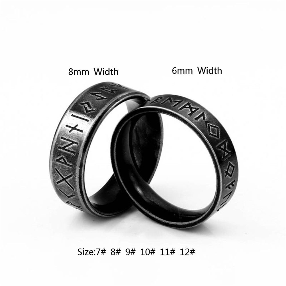 ROW Ancient Black Viking Letter Personality Words Ring Wedding Anniversary Classic Retro Jewelry Gift