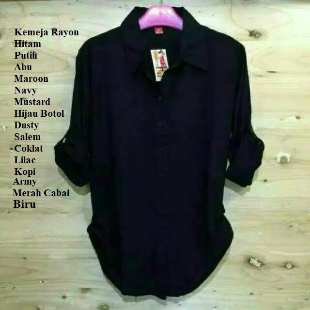 ARD Kemeja Polos Wanita Katun Rayon Ukuran M L XL XXL XXXL Hitam Putih Navy Abu Adem Lembut Nyaman Basic Kasual Formal Kerja